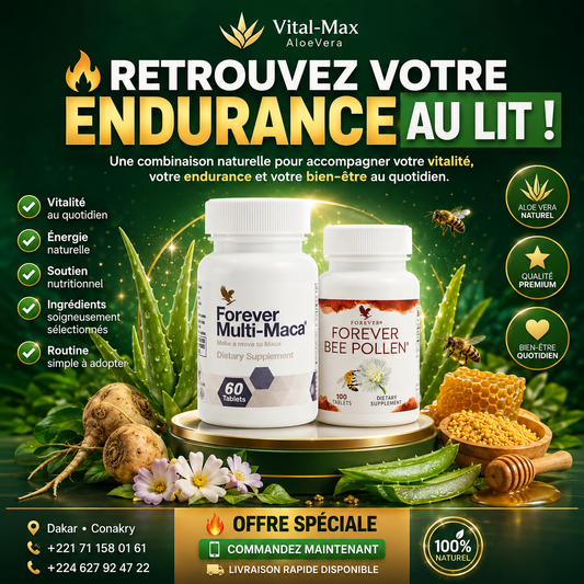 PACK VITALITÉ Faiblesse sexuel, Ejaculations précoce ( (Aloe Berry Nectar + Bee Pollen + Multi-Maca )